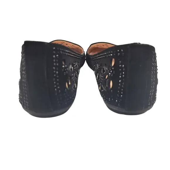 Forever Comfort Black Flats Sparkle Beaded Cushioned Excellent Sz 8 - Picture 5 of 8